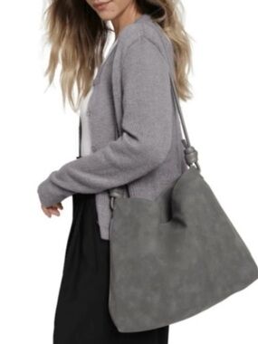 REVOLVE New 8 Other Reasons Betsy Slouch Tote Stone Gray Suede Shoulder bag NEW